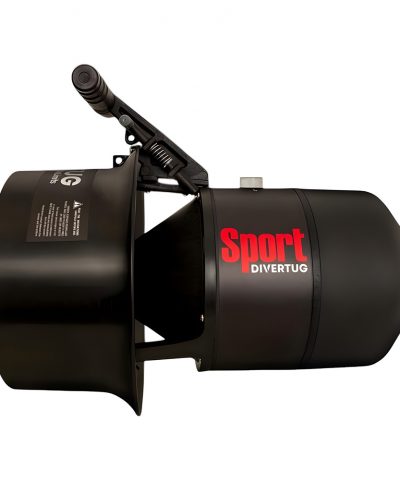 DiverTug Sport Unterwasser-Scooter in Seitenansicht mit Frontgriff und großer Schubdüse.