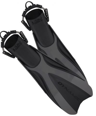 ScubaForce Dynamic Tauchflossen schwarz mit Federband und Fersenbügel