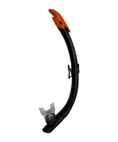 ScubaForce Dynamic Schnorchel schwarz mit Top Guard Ausblasventil und Maskenclip von ScubaForce