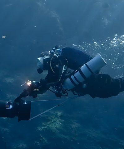 DiverTug TEK36 COMPACT 13 Technischer Taucher fährt den DiverTug TEK36 Compact mit hoher Geschwindigkeit