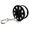 DiveSystem Spool Delrin Fingerspool Seitenansicht mit Edelstahl Karabiner von DiveSystem