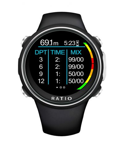 Ratio iDive Color Tech+ Dekompression Tabelle Multigas Schwarz