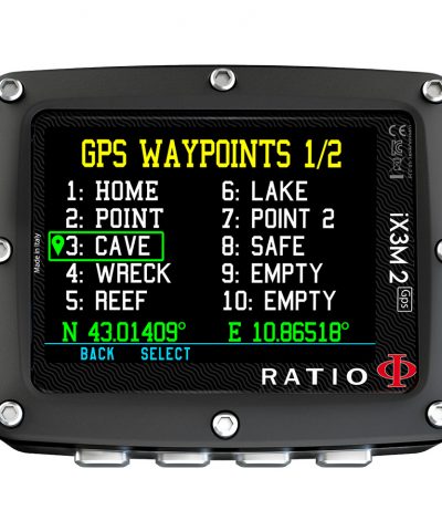 Ratio iX3M 2 GPS Deep Trimix Tauchcomputer Wegpunktliste mit Koordinaten