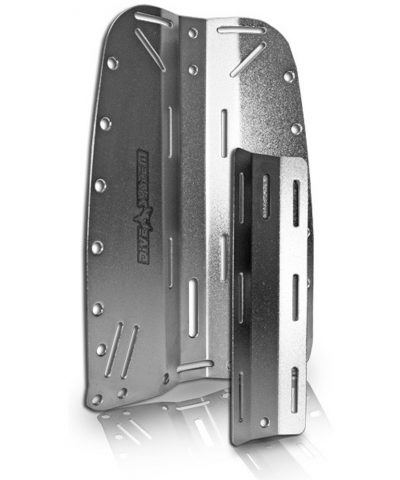 DiveSystem Backplate Edelstahl mit Single Tank Adapter montiert von DiveSystem