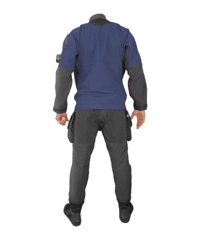 DiveSystem Solo Adventurer 414 Trockentauchanzug Rückansicht Navy Blau von DiveSystem