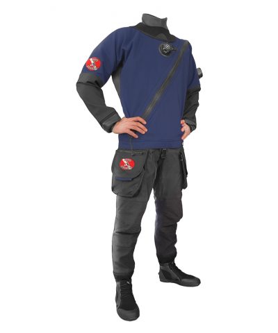 DiveSystem Solo Adventurer 414 Trockentauchanzug Frontansicht Navy Blau von DiveSystem