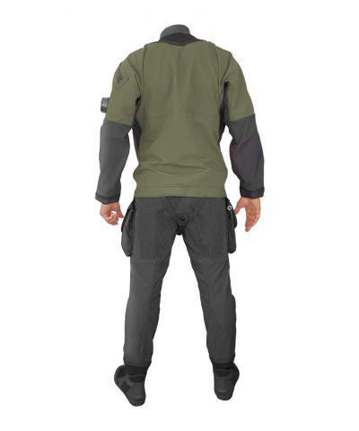 DiveSystem Solo Adventurer 414 Trockentauchanzug Rückansicht NATO Grün von DiveSystem