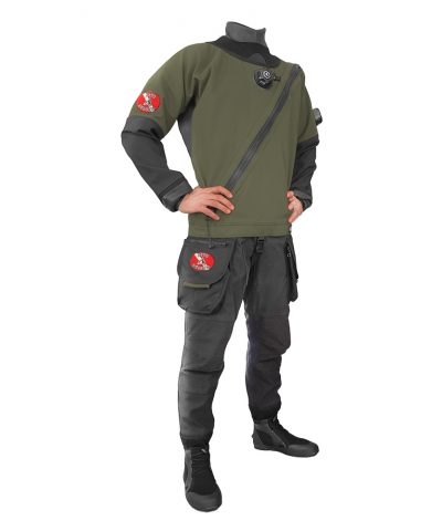 DiveSystem Solo Adventurer 414 Trockentauchanzug Frontansicht NATO Grün von DiveSystem