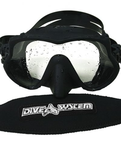 DiveSystem Frameless Tech Tauchmaske Frontansicht mit gehärtetem Glas von DiveSystem