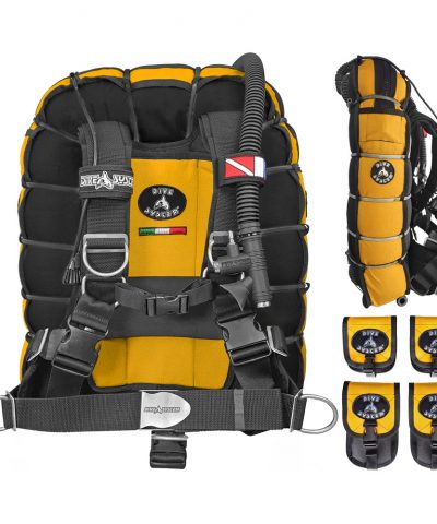 DiveSystem Fly Tech Wing-Jacket 17 DiveSystem Fly Tech Wing Jacket Einzelflasche 4 Taschen gelb