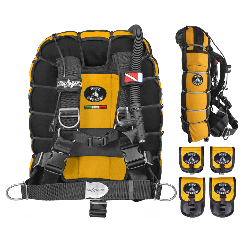 DiveSystem Fly Tech Wing-Jacket 8 DiveSystem Fly Tech Wing Jacket Einzelflasche 4 Taschen gelb