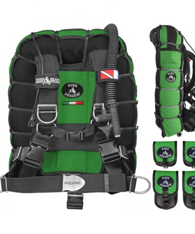 DiveSystem Fly Tech Wing-Jacket 15 DiveSystem Fly Tech Wing Jacket Einzelflasche 4 Taschen grün