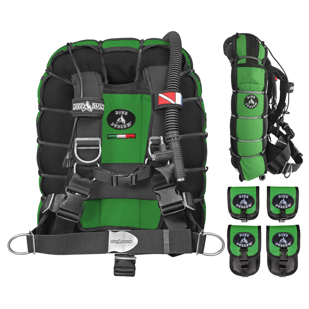 DiveSystem Fly Tech Wing-Jacket 6 DiveSystem Fly Tech Wing Jacket Einzelflasche 4 Taschen grün