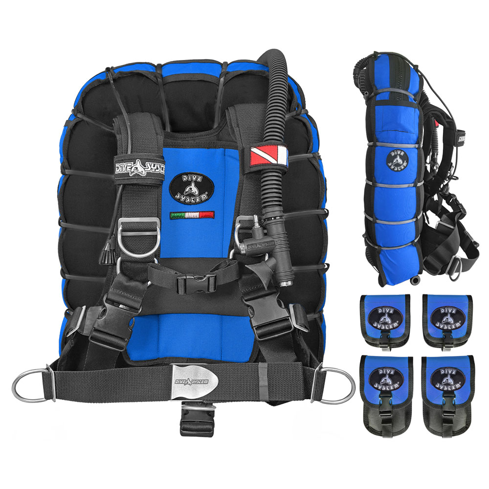 DiveSystem Fly Tech Wing-Jacket 5 DiveSystem Fly Tech Wing Jacket Einzelflasche 4 Taschen blau