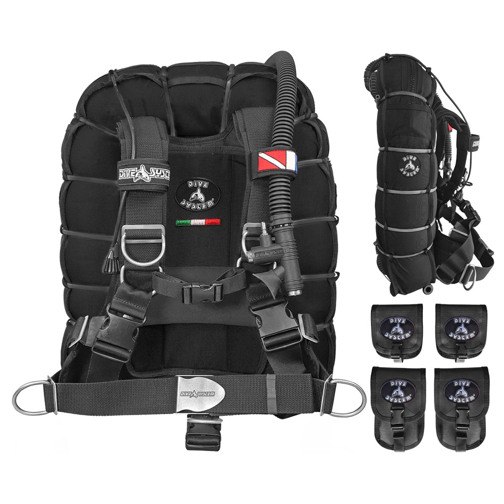 DiveSystem Fly Tech Wing-Jacket 4 DiveSystem Fly Tech Wing Jacket Einzelflasche 4 Taschen schwarz