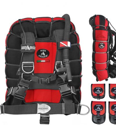 DiveSystem Fly Tech Wing-Jacket 12 DiveSystem Fly Tech Wing Jacket Einzelflasche 4 Taschen rot