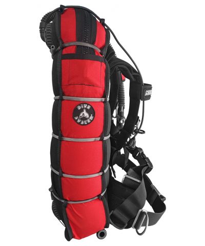DiveSystem Fly Tech Wing Jacket Seitenansicht rot mit Bungee System von DiveSystem