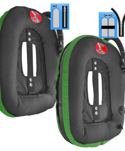 DiveSystem Mod Quickly MoBi Blase Wing Einzelflasche und Doppelflasche grüne Variante von DiveSystem