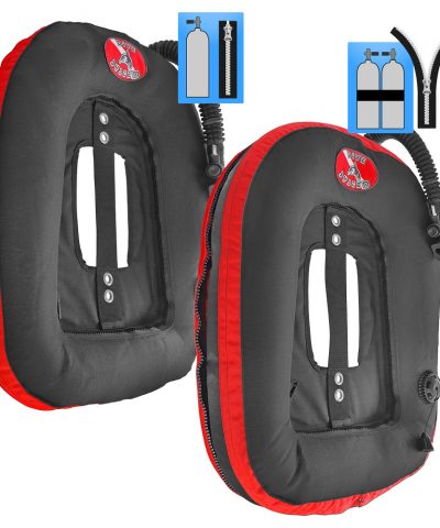 DiveSystem Mod Quickly MoBi Blase Wing Einzelflasche und Doppelflasche rote Variante von DiveSystem