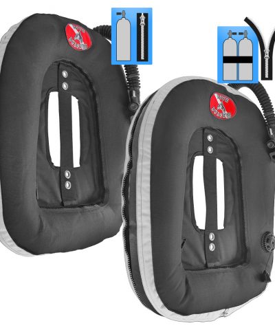 DiveSystem MoBi Wing-Blase erweiterbarer Donut 14 DiveSystem Mod Quickly MoBi Blase Wing Einzelflasche und Doppelflasche weiße Variante von DiveSystem