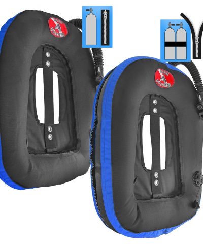 DiveSystem MoBi Wing-Blase erweiterbarer Donut 10 DiveSystem Mod Quickly MoBi Blase Wing Einzelflasche und Doppelflasche blaue Variante von DiveSystem