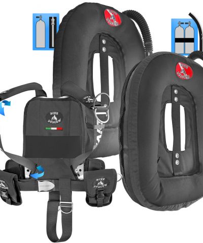 DiveSystem Mod Quickly MoBi Wing System Einzelflasche und Doppelflasche schwarze Variante von DiveSystem