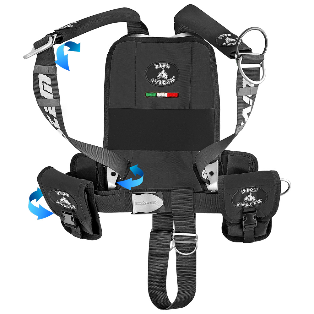 DiveSystem Mod Quickly Wing-Jacket 3 DiveSystem Mod Quickly Harness System Einzelflasche schwarze Variante mit verstellbarem Gurt von DiveSystem