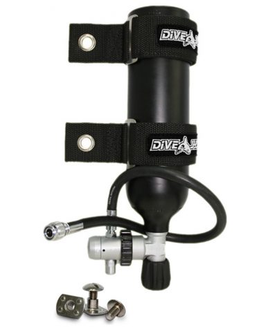 DiveSystem Argonflasche 0,85L mit Befestigungsgurten und Backplate Schrauben von DiveSystem