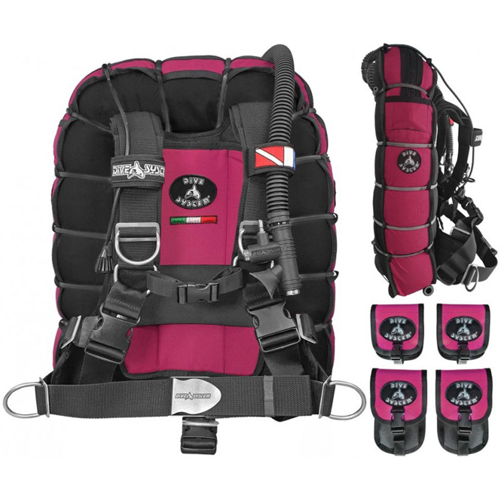 DiveSystem Fly Tech Wing-Jacket 9 DiveSystem Fly Tech Wing Jacket Einzelflasche 4 Taschen bordeaux