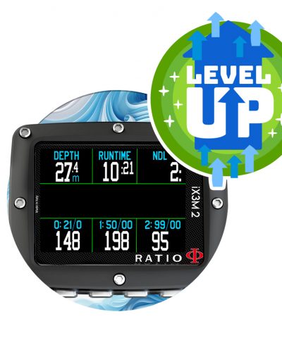 Ratio iX3M2 Tauchcomputer Display mit Level Up Upgrade Anzeige von Ratio